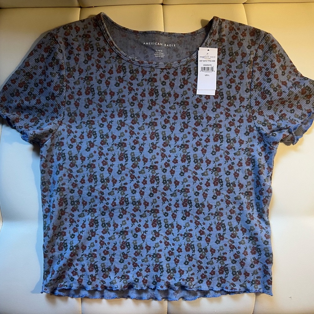 American Eagle Cropped Flower T-Shirt